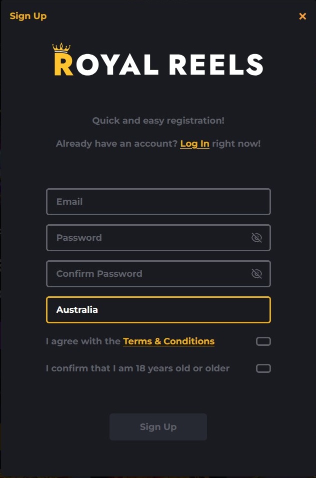 Royal Reels - Login